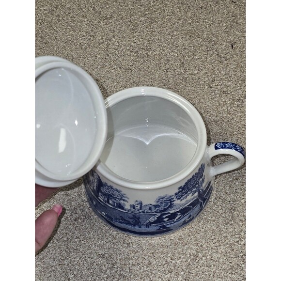 Spode Blue Italian pattern sugar bowl with a lid - Picture 2 of 4